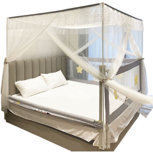 He Jiagong bed fence special mosquito net children's bed safety guardrail with mosquito net baby anti-fall baby household floor-standing mosquito net Tiff green 1.8*2.0 mosquito net
