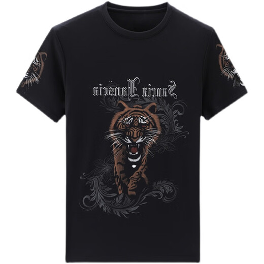 啄木鸟（TUCANO）短袖t恤男士夏季新款圆领丝光棉上衣服高端冰丝虎头潮流休闲舒适 虎红K黑【829】 M 165_建议90-115斤