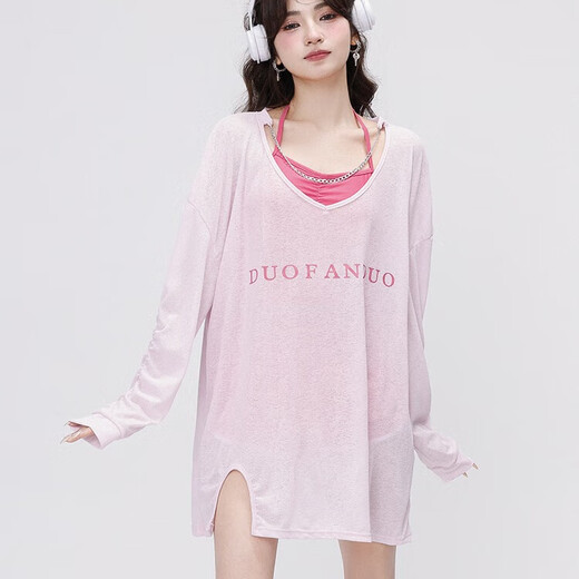 Lugeli swimsuit women's new sexy high-end swimsuit covering the belly and slimming coverup hot spring swimsuit conservative split three-piece set pink three-piece set one size fits all 80-120Jin Jin equals 0.5 kg