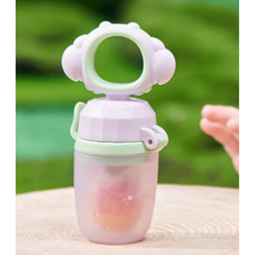 Baby food bite bag Fruit and Vegetable Silicone extrusion molar stick teether baby eating fruit supplementary utensils for home use pink with base 1 pack