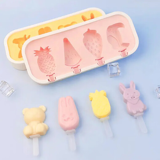 Suican ice cream mold food-grade silicone home-made popsicle ice cream sorbet grinder children's cheese stick model pink four-in-one fruit style
