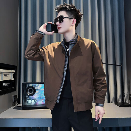 Jason's fake two-piece jacket men's autumn and winter cotton-padded handsome trendy top 2025 new high-end men's stand-up collar jacket JK215 black (regular style) XL (130-145Jin Jin equals 0.5 kg)