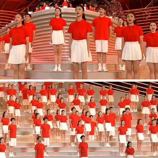 Jinxu Cheerleading Clothing University Group de haute qualité Performance Performance Sports Games d'ouverture Cérémonie Classe Clour Chorus 841 Jaune Top + Blanc Jupe étendue 48+ chaussettes M