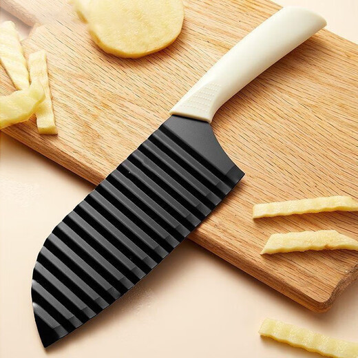 Potato Knife Wave Knife Commercial Multi-Function Wolf Tooth Household Multi-Function Fancy Potato Chip Cutting Tool Potato Cutting Artifact Black Blade White Handle Model (Ordinary Model)