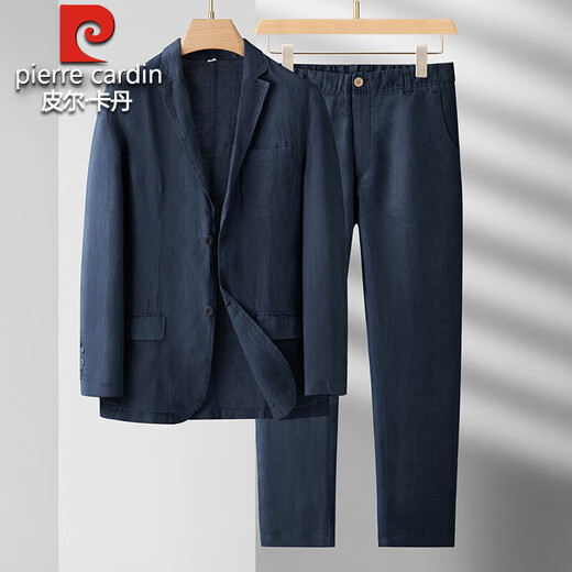 Pierre Cardin high-end linen suit men's spring and summer thin linen suit men's casual business linen clothes men's light gray (top + pants) L recommended 150-165 Jin Jin equals 0.5 kg