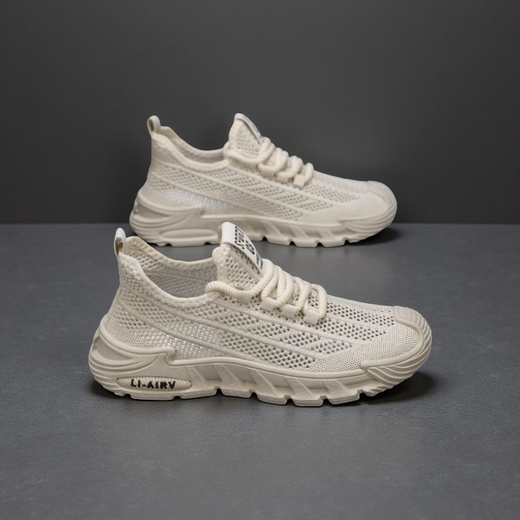 Pang Donglai DL [Recommended by Central Mother] Men's Shoes Summer 2025 New Mesh Breathable Flying Weaving Hollow Thin Mesh Shoes Men's Soft Sole Q9221 Gray [Upgraded Version] 43