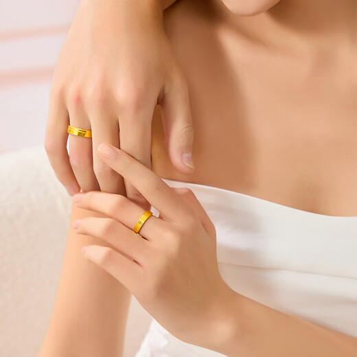 Laomiao Gold Ring Pure Gold 999 Couple Ring Pair of Live Proposal Rings for Girlfriend and Wife’s Birthday Gift Pure Gold Women’s Model Approximately 5.4g Gift Box