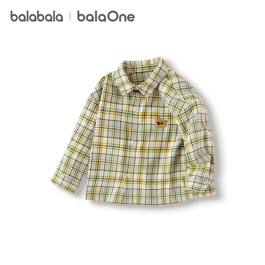 Balabala children's clothing baby long-sleeved shirt boys 2025 autumn plaid coat super soft velvet skin-friendly and comfortable 208325102103