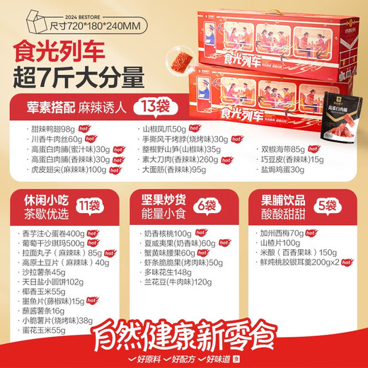 良品铺子 食光列车超大巨型零食送女友送孩子生日礼物礼盒 超7斤食光列车3527g/35袋