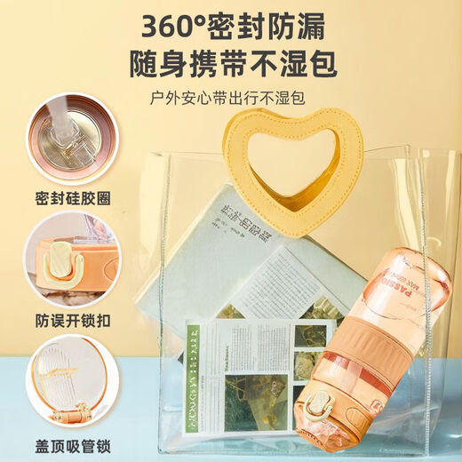 Teacher's Day gift water cup for pregnant and postpartum women with straw cup with scale and high temperature resistant food grade for students and children, orange 650ml