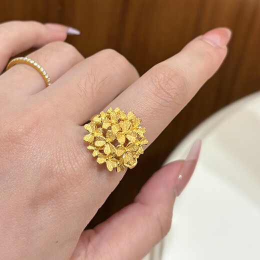 Ruinuo gold flower tower ring for women new pure gold 999 design ring birthday gift for girlfriend Gold flower tower ring / gold weight about 3.75g