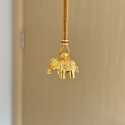 Only a pair of ancient 18k gold small gold elephant pendant necklace 2025 new exquisite retro clavicle chain for best friends small gold elephant pendant + coffee rope