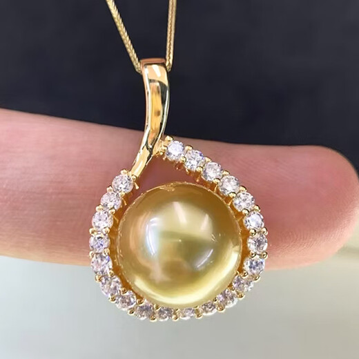 WEIYAN One thing and one picture South Sea gold beads S925 silver Tahitian black pearl pendant women's seawater pearl pendant single C18 free S925 silver chain