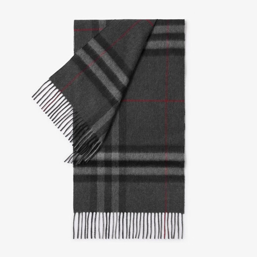BURBERRY classic plaid cashmere scarf for men and women, Burberry autumn and winter scarf with tassel trim, charcoal gray 80155381 size: length 168*width 30cm