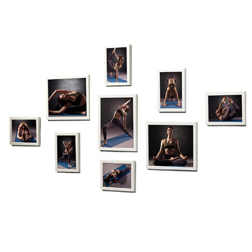 Sailoto Pilates poster yoga studio gym bodybuilding decoration punch-free hanging picture frame photo wall sticker picture core white + B frame picture core 9 frames 7 inches 35 inches
