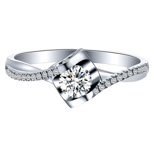 Nilan Fat Donglai same style pt950 platinum moissanite round bag ring 18K twisted arm angel kiss inlaid with moissanite diamond micro setting 50 points size 8