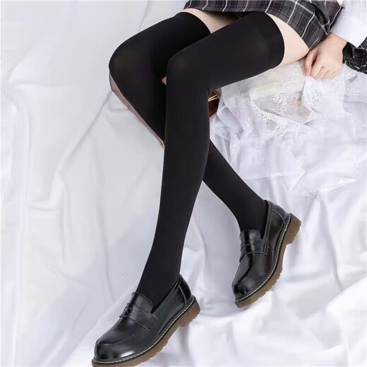 White silk Japanese Lolita white stockings cute jk pantyhose student Lolita knee-high stockings for women 1 pair velvet white knee-high socks 52cm one size