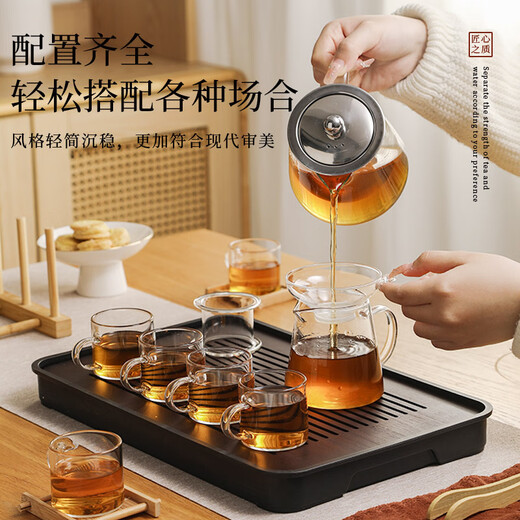 Tea edge glass tea set, household complete set of tea cups and teapot set, household kung fu tea set with male cup tea set