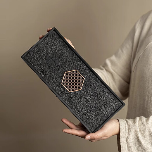 Kung Fu tea set, small tea table, tea tray, drainage type dry brewing table, simple water storage type water storage tray, imitation black gold stone tea tray, small rectangular tea tray, water storage type tea tray