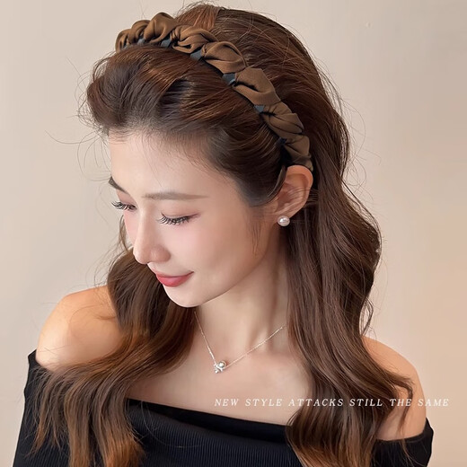 Bai Shilin high-ceiling headband for women 2025 new high-end daily wear face wash headband special hairband pressure hairpin hair bundle coffee color