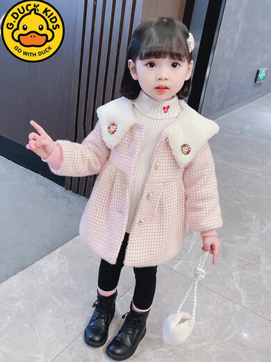 Baby girl spring, autumn and winter coat, girl, child, children's clothing, western style quilted woolen coat 1 top 2 trendy 3 years old 4 pink 80 cm