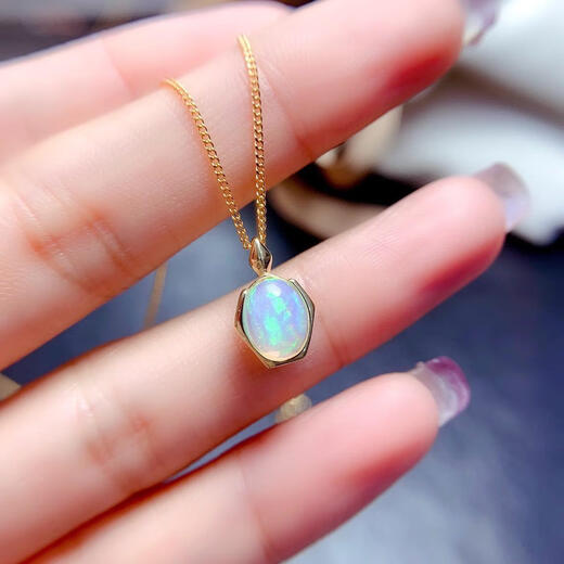 Baoji natural white opal pendant with sparkling s925 silver 6*8mm gift for girlfriend and wife