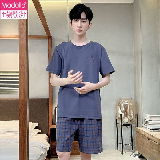 Modal summer short-sleeved shorts for men's pure cotton thin pajamas for outdoor casual sports home clothing large size suit 9922 L