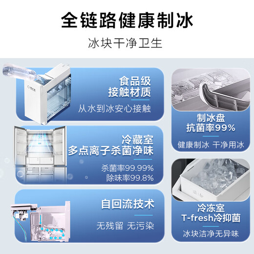 TCL Ice Kirin King 515-liter cross four-door dual system ultra-thin zero-embedded automatic ice making first-class energy efficiency large-capacity household refrigerator trade-in R515T15-UQBS national subsidy