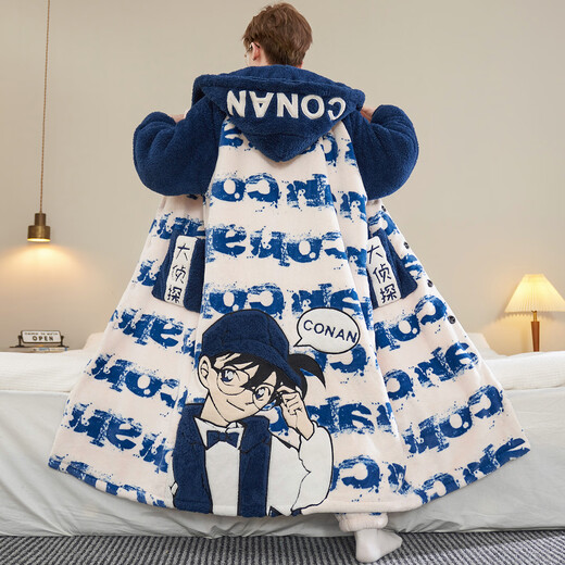 Yougang Pajamas Autumn and Winter Men's Plus Velvet Thickened Coral Velvet Pajamas Winter Men's Teenagers Large Size Home Clothes Set Winter ML105 Shark Pajamas + Pants XL (175cm Recommended Weight 130-155)