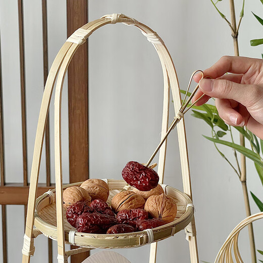 Qinkai disposable creative fruit bamboo skewers and fruit forks for home cocktail art Chinese antique decorative flower skewers for commercial use 12cm upgraded scissors 100 pieces fresh bamboo fruit forks