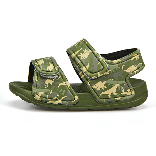 Children's sports sandals, children's beach shoes, lightweight and trendy cartoon children's EVA thick-soled outer wear, military green 29