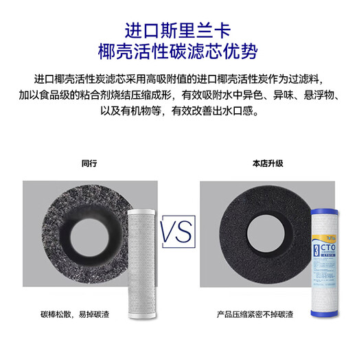 Yuanda Jianke rurua water purifier filter element universal 10-inch household set upgrade 160g heavy pp cotton activated carbon filter element compressed carbon water purifier pure water machine first three-stage filter element 4 pack