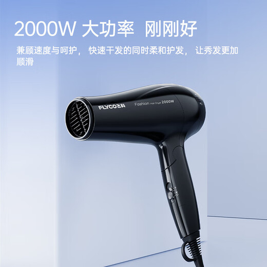 FLYCO hair dryer, household high-power negative ion hair dryer, hair care, strong wind, quick drying, light, compact, portable, professional salon hair dryer, 2000W high power, foldable FH6231