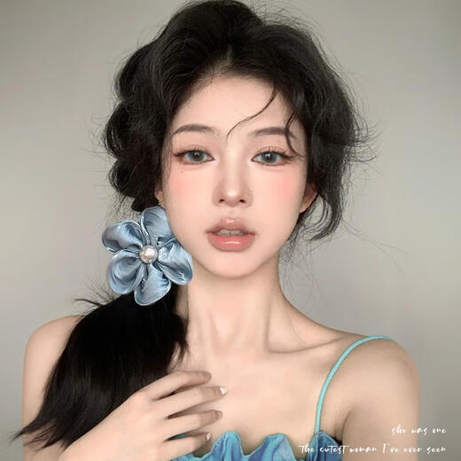 Garnbesen large intestine hair tie for girls Internet celebrity 2025 new hair rope, beautiful hair accessories, flower headband, flower headband, pink peach blossom hair tie, 1 piece