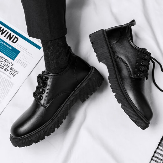 Woodpecker Leather Shoes Men's New Men's Shoes Business Casual Leather Shoes Men's Work Commuting Formal Shoes Work Black Shoes Men Black 42