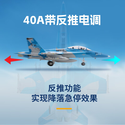 Modèle d'avion FMS 64 mm F-18 simulation télécommande électrique avion à voilure fixe performance extérieure modèle d'assemblage à grande vitesse camouflage bleu-PNP-hors Ruifei-XT60