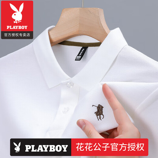 Playboy (Playboy) High-End Pure Cotton Pusen Paul Polo Hemd Pony Label Summer Trendy Brand kurzärmelig T-Shirt Herren-Lapel-T-Shirt Top Official Store Brand 6626 Navy Longärmed L 50/