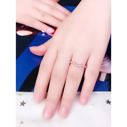 QUAMERv word ring row of diamonds for women, heart-shaped, fashionable index finger ring, full diamond tail ring, personalized internet celebrity ins, silver model, inner diameter 19 mm