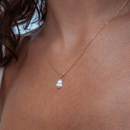 Love creates pure 18K gold needle pull necklace for women's punching Moisan clavicle set 520 gift for girlfriend 13579 A water drop pendant + necklace set
