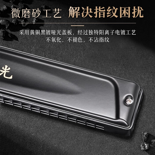 Guoguang 24-hole Guozhimeng performance-grade polyphonic harmonica in C (silver, embedded, glasses case)