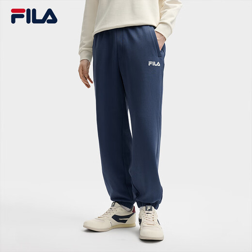 FILA men's and women's couple's trousers 26 spring new casual sweatpants loose sports straight pants New Year's trousers cuffed trousers without velvet dark elegant blue-DB L