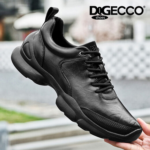 Aibotron DQG ECCO men's shoes genuine leather lightweight soft sole cushioning casual business leather shoes fashion versatile sports shoes labor protection shoes 3561 black 41
