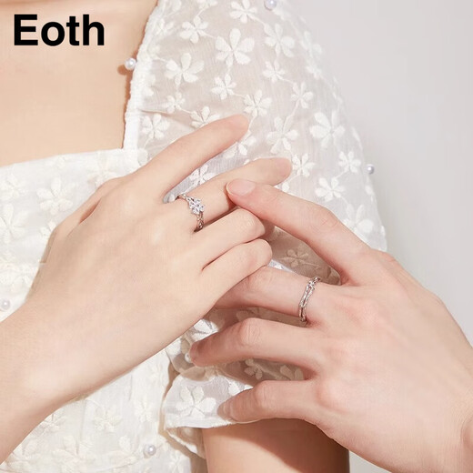 EothPT950 platinum four-leaf clover moissanite and diamond couple ring for women, Valentine's Day birthday gift for girlfriend, women's PT950 platinum couple ring + certificate