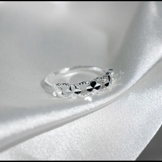 Lingmeng 999 sterling silver ring for women, non-fading, fashionable and personalized, four-leaf clover, pure silver, Korean style, young girl, hypoallergenic ring, real silver, lucky you, four-leaf clover ring, 5.853g, real silver, solid