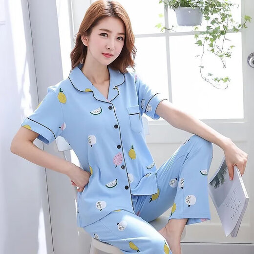 Yalu Summer Pure en coton pur pyjamas réglé pantalon à manches courtes de l'âge moyen et jeune vêtements de style coréen Elegant Cool Feeling Brand 6623 Suit féminin M 80Jin [Jin est égal à 0,5 kg] 1,95jin [Jin est égal à 0,5 kg]