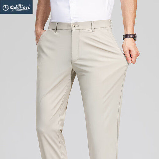 金利来男士夏季薄款休闲西装裤中年爸爸纯色免烫裤子微锥直筒长裤 724藏青 29