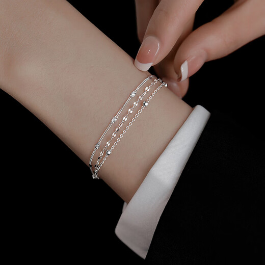 Qingyu 925 sterling silver three-layer chain bracelet bracelet with a sense of best friend niche design bracelet 925 silver three-layer chain bracelet