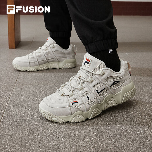 FILA Men's Shoes Basketball Shoes Low-top Sports Shoes Casual Shoes Dad Shoes Oatmeal Color-OM 41