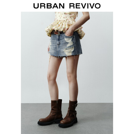 UR2025 new autumn women's design ripped culottes style denim shorts UYV850098 blue 25