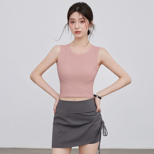 Bright dip sports bra summer new yoga fitness vest all-in-one running Pilates yoga suit white apricot top XL recommended 115-130 Jin Jin equals 0.5 kg